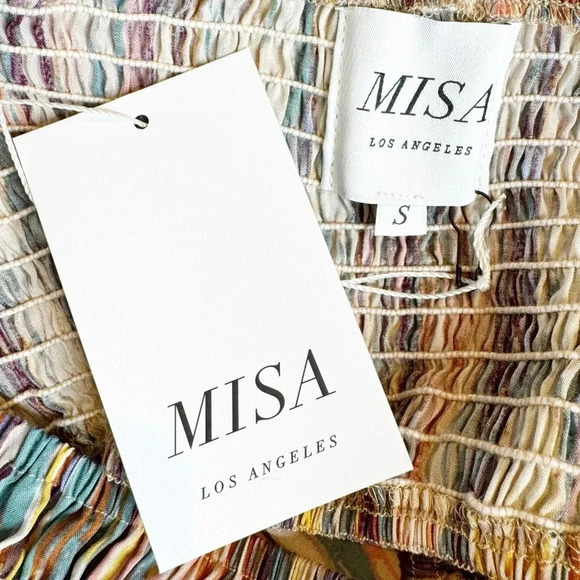 MISA Myka Ikat Strapless Cutout Smocked Cotton Blend Dress Size S NWT - Picture 9 of 13